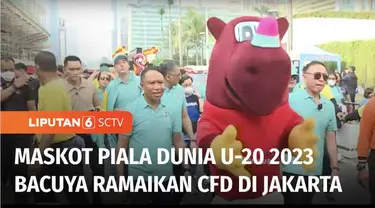 Berjalan bersama Menteri Pemuda dan Olahraga serta Ketua PSSI dan Perwakilan FIFA, Bacuya diajak berkeliling menyapa warga di area Car Free Day Sudirman Jakarta. Bacuya yang terinspirasi dari Badak Jawa bercula satu ini mendapat sambutan antusias dar...