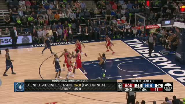 Berita video game recap NBA 2017-2018 antara Houston Rockets melawan Minnesota Timberwolves dengan skor 119-100.