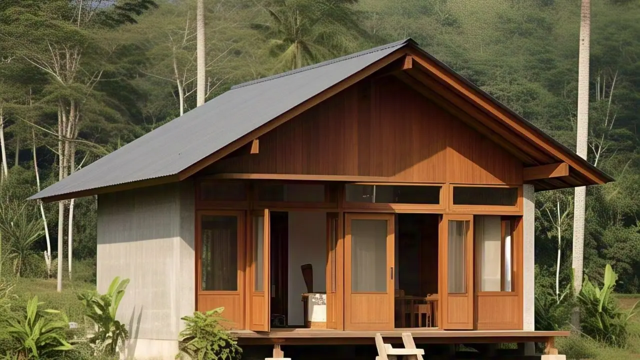 Inspirasi Rumah Sederhana di Desa dengan Dinding Kayu/via ChatGPT