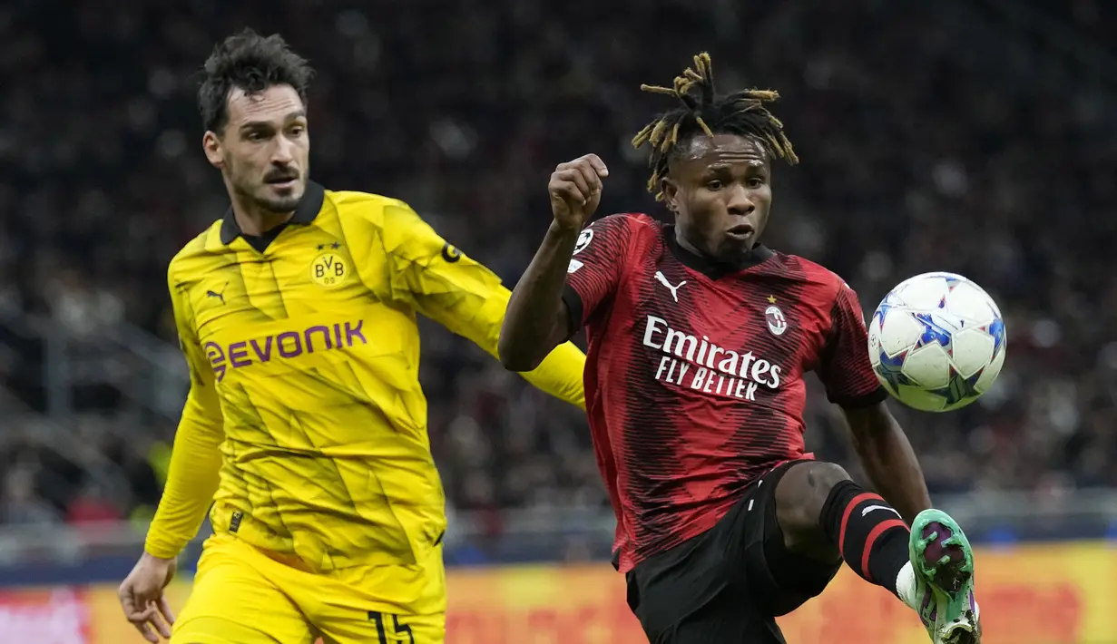 Milan hanya diberikan gol hiburan sekali lewat aksi memukau Samuel Chukwueze (37’) di babak pertama. (AP Photo/Antonio Calanni)