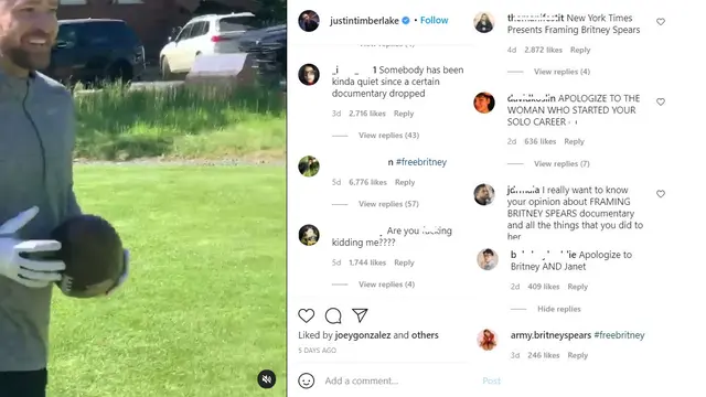 Kolom komentar Instagram Justin Timberlake. (Instagram/ justintimberlake)