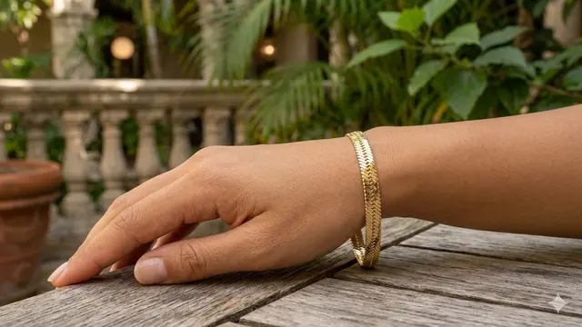Model Gelang Emas Rantai Modern (Foto: Gemini AI)