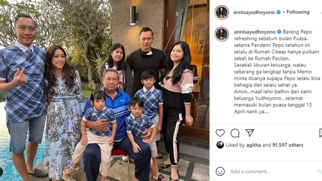 Annisa Pohan (Foto: Instagram/@annisayudhoyono)