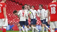 Timnas Inggris meraih kemenangan 2-1 atas Polandia pada laga ketiga Grup I kualifikasi Piala Dunia 2022 di Stadion Wembley, Kamis (1/4/2021) dini hari WIB. (Andy Rain/Pool via AP)