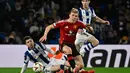 Tuan rumah Real Sociedad tampil mendominasi sejak menit awal pertandingan. (ANDER GILLENEA/AFP)