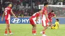 Hingga babak kedua berakhir, skor 0-0 tetap bertahan sama kuat untuk kedua tim. Berkat hasil imbang ini, Timnas Indonesia U-23 finis sebagai juara grup A dan lolos ke babak semifinal. Sementara Malaysia tertahan di peringkat ketiga dan dipastikan gugur. (Liputan6.com/Helmi Fithriansyah)