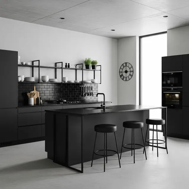 Desain Dapur Industrial dengan Semen Ekspos