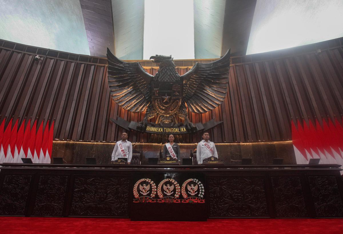 FOTO: Gladi Kotor Sidang Tahunan MPR, Prabowo Akan Sampaikan Pidato Perdana sebagai Presiden