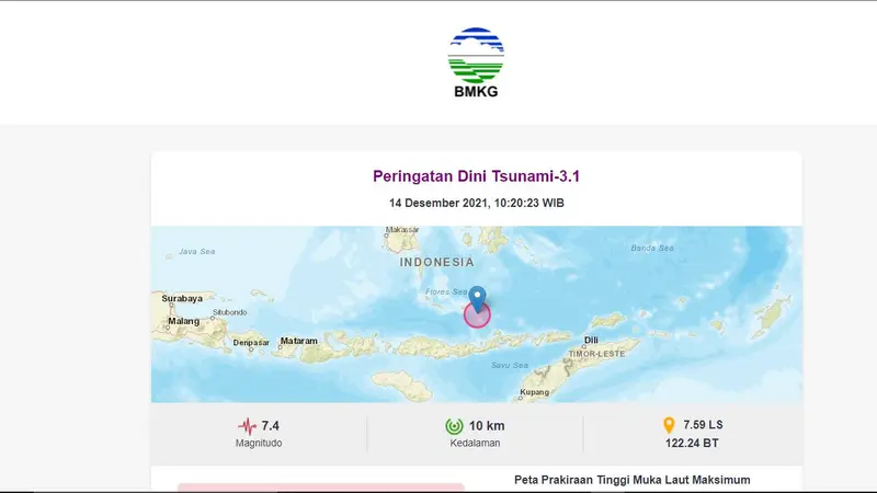 Pemutakhiran BMKG terkait gempa NTT