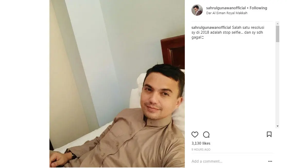 Sahrul Gunawan gagal menjalani resolusi 2018 (Foto: Instagram)