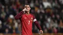 Ekspresi Cristiano Ronaldo usai Portugal kalah dari Bulgaria pada laga persahabatan di  Stadion Magalhaes Pessoa, Leiria, Sabtu (26/3/2016) dini hari WIB. (AFP/Francisco Leong)