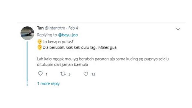 Alasan kenapa putus (sumber: Twitter)