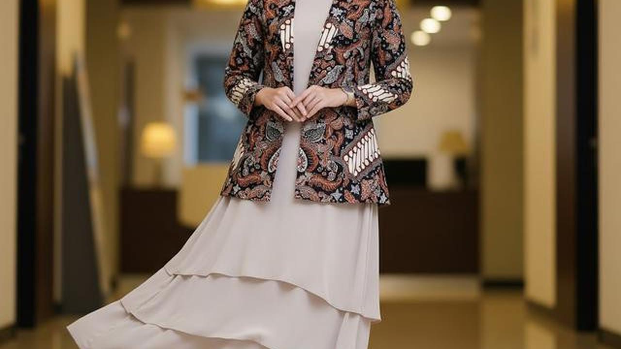 7 Model Gamis Polos Kombinasi Blazer Batik Terbaru, Tampil Stylish di Penghujung 2025
