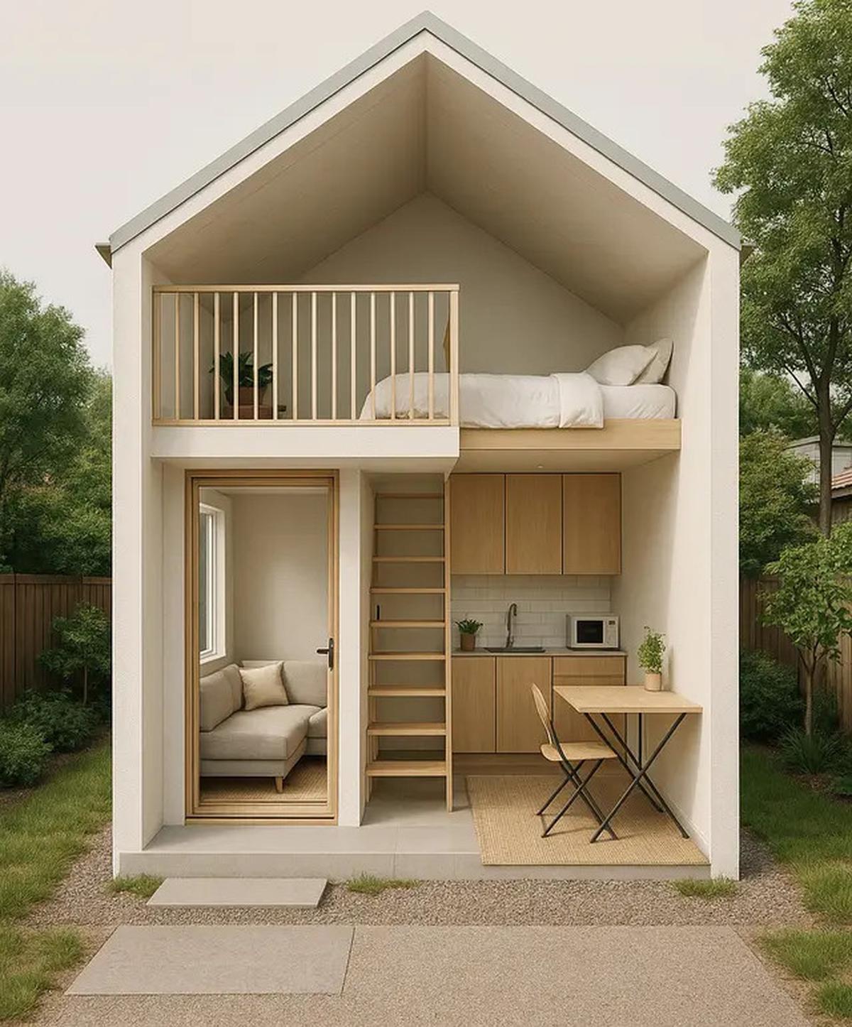 7 Model Rumah Kecil Mungil 46 Estetik dengan Mezzanine, Solusi Hunian Modern Hemat Lahan