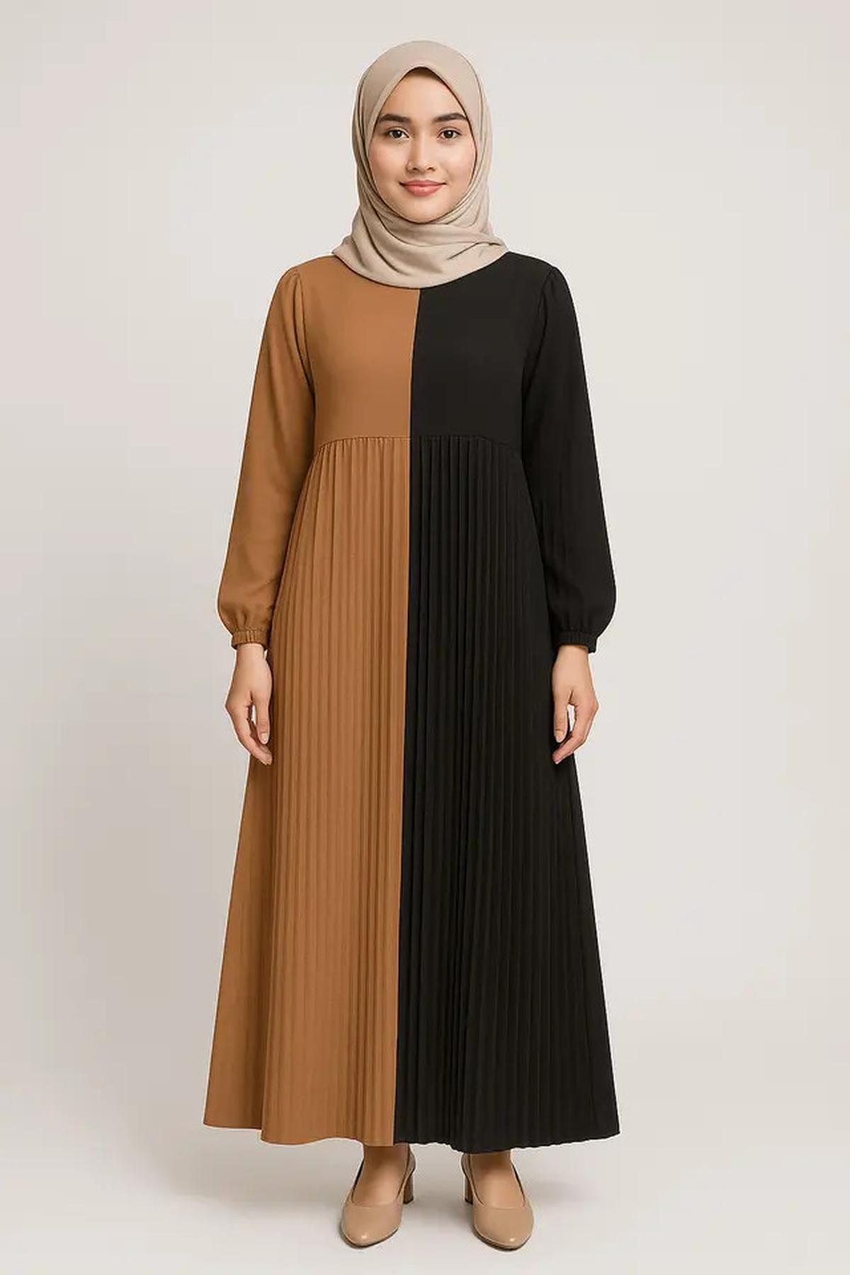 7 Model Gamis Kombinasi Plisket untuk Outfit Sehari-hari