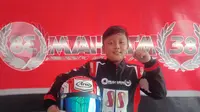 Travis Fisiano, pembalap gocart cilik yang berhasil menjuarai Eshark Rok Cup Indonesia 2022. (Muhamad Husni Tamami/Liputan6.com)