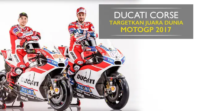 Berita video motion grafis tentang profil tim Ducati Corse di MotoGp 2017.