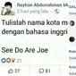 Nama Kota di Indonesia Diubah Jadi Bahasa Inggris. (Sumber: Instagram/ruang.dagelan/Brilio)