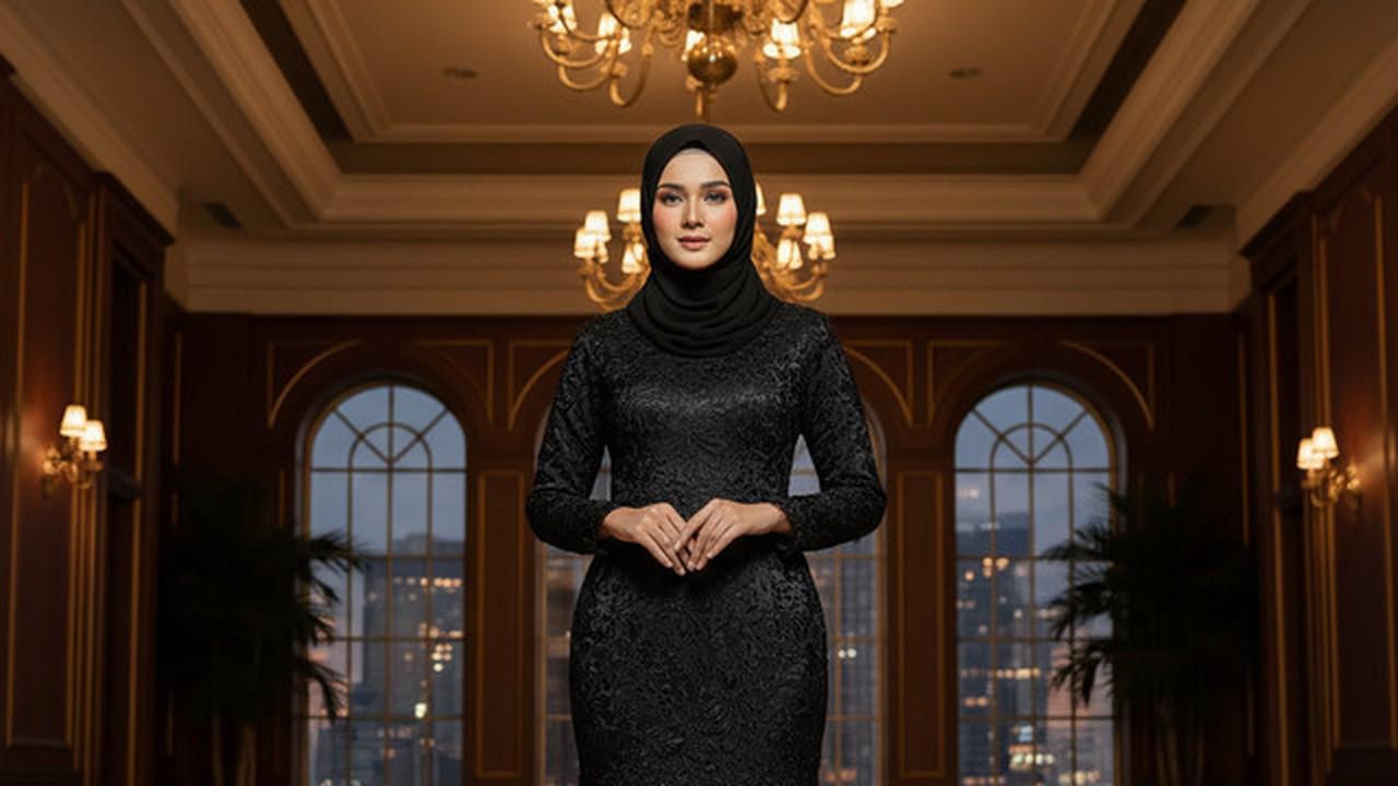 8 Model Gamis Hitam Syar'i dengan Kombinasi Lace 2025, Menawan untuk Acara Formal