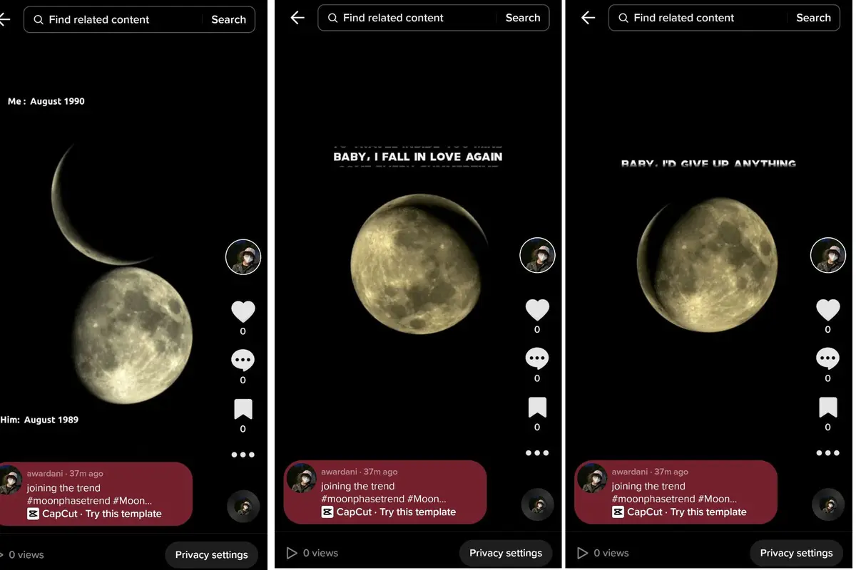 Moon Phase Trend di TikTok
