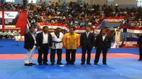 Menteri pertahanan Ryamizard Ryacudu resmi membuka turnamen Taekwondo Menhan Cup 2017 di GOR POPKI, Cibubur, Jakarta Timur, Sabtu (1/4/2017).