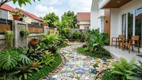 9 Ide Jalan Setapak Taman dari Pecahan Keramik Sisa Renovasi, Unik Tanpa Banyak Biaya