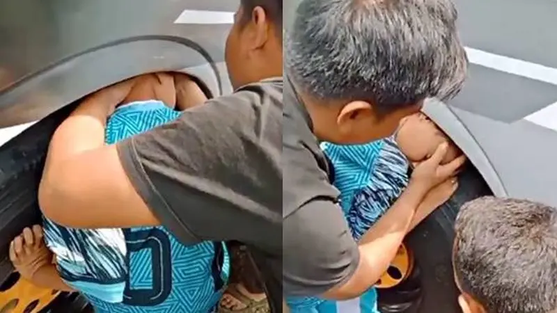 Viral Momen Kepala Bocah Terjebak di Kolong Roda Bus Ini Bikin Geleng Kepala