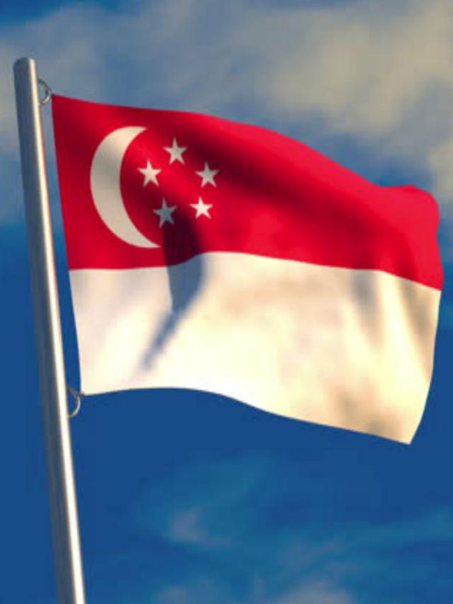 Ilustrasi bendera Singapura - Portrait (Wikimedia Commons)