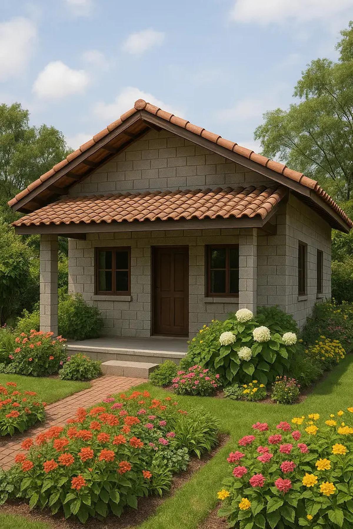 6 Model Rumah Sederhana dari Batako dengan Atap Pelana, Kokoh dan Hemat Biaya