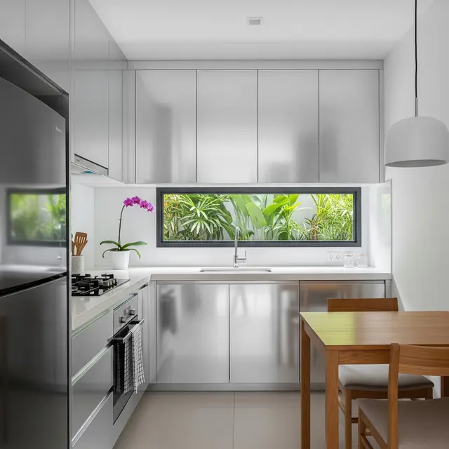6 Desain Dapur Kombinasi Baja Ringan dan Aluminium yang Tahan Karat, Hunian Fungsiona