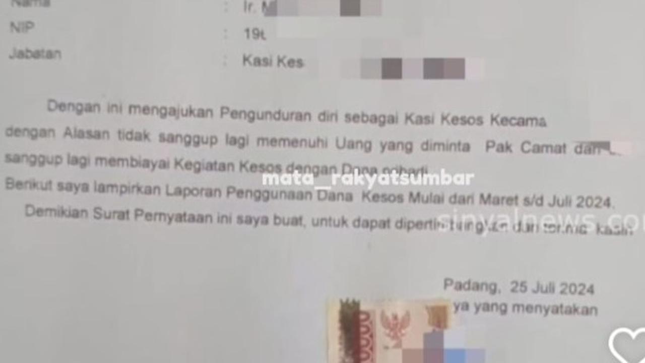 Heboh ASN Padang Mundur dari Jabatan karena Tak Sanggup Penuhi Permintaan Uang dari Atasan