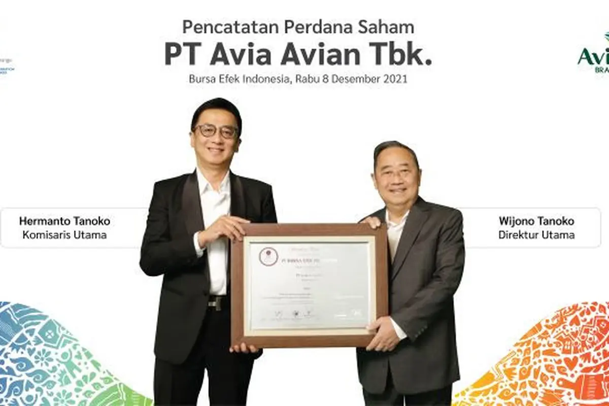 Pencatatan perdana saham PT Avia Avian Tbk (AVIA), Rabu (8/12/2021) (Foto: BEI)
