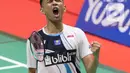 Pebulutangkis Indonesia, Fajar Alfian/Muhammad Rian Ardianto usai melawan Qu Xuan Yi/Zhang Nan (China) pada babak kedua ganda putra Indonesia Masters 2020 di Istora GBK, Jakarta, Kamis (16/1/2020). Fajar/Rian unggul 21-10 12-21 21-19. (Liputan6.com/Helmi Fithriansyah)