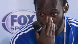 Gelandang Persib Bandung, Michael Essien, menghadiri media talkshow di Artotel, Jakarta,Sabtu (4/11/2017). Acara ini membahas seputar Premier League dan juga sepak bola Indonesia. (Bola.com/Vitalis Yogi Trisna)