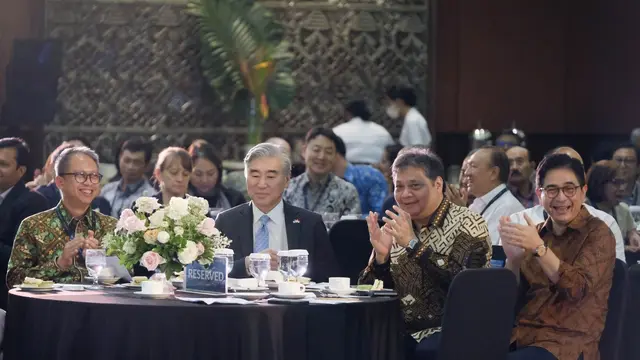 Menteri Koordinator Bidang Perekonomian Airlangga Hartarto dalam Indo-Pacific Chamber of Commerce and Industry Business Forum di Nusa Dua Bali, Sabtu (18/3/2023).(Dok Kemenko Perekonomian)