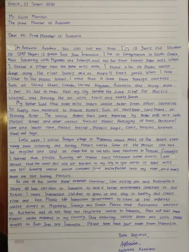 remaja Gresik kirim surat ke PM Australia