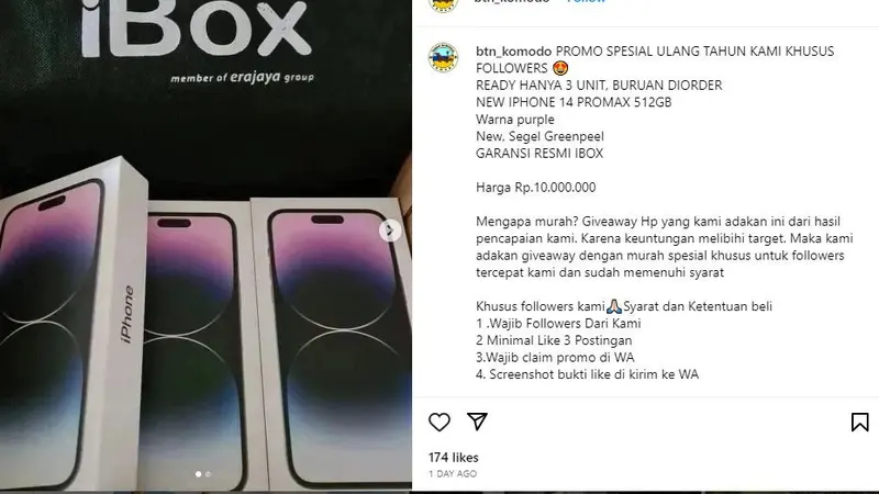 Akun Instagram Diretas untuk Jualan iPhone, Balai Taman Nasional Komodo Lapor Polisi