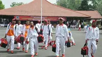 Atlet Banyumas ketika diberangkatkan ke ajang Porprov Jateng 2018 di Pendopo Sipanji, BAnyumas. (Foto: Liputan6.com/Humas Pemkab BMS/Muhamad Ridlo)