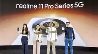 Realme resmi meluncurkan smartphone terbarunya untuk pasar Indonesia yakni Realme 11 Pro dan Realme 11 Pro Plus. (Liputan6.com/Yuslianson)