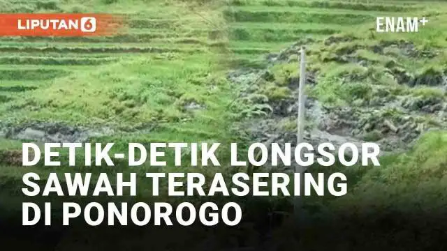 Nasib naas menimpa petani warga Desa Tumpakpelem, Sawoo, Ponorogo. Sawah terasering di Dukuh Jabag longsor sepanjang 60 meter dan lebar 10 meter. Detik-detik longsor terekam kamera warga.