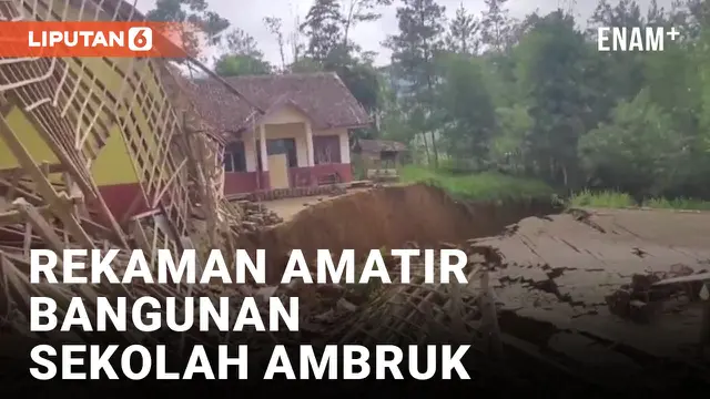 Detik-detik Bangunan Sekolah Ambruk Usai Hujan Deras