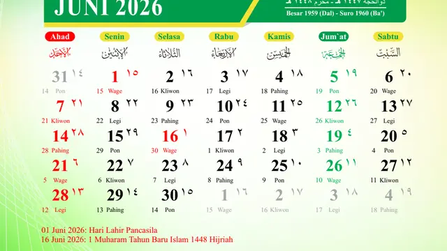 Kalender Hijriah 1447 - 1448 H (Foto: Kemenag RI)