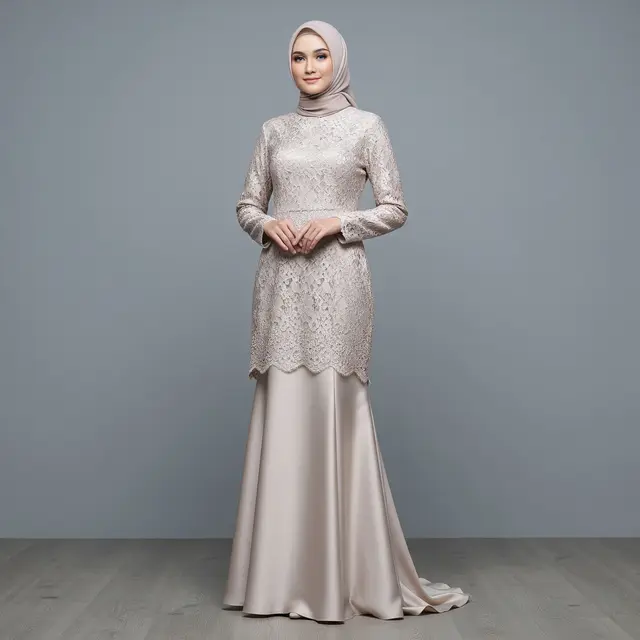 9 Model Gamis Brokat Premium dengan Potongan Mermaid Modern, Tampil Mewah