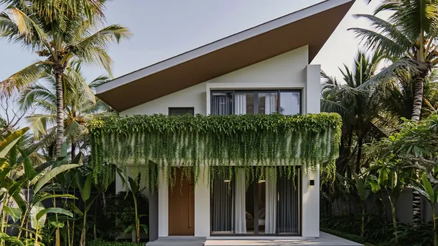 Model Tampak Depan Rumah Minimalis Asri dengan Tanaman Rambat