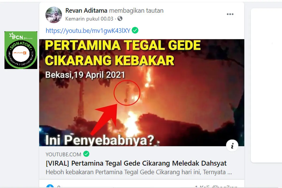 Cek Fakta Liputan6.com menelusuri informasi Pertamina Tegal Gede kebakaran