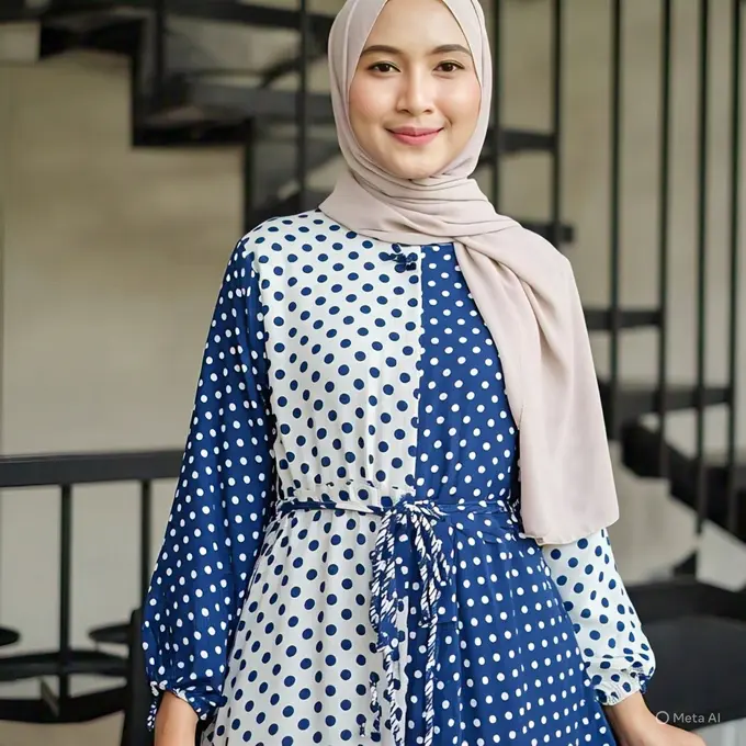 5 Model Gamis Motif Polkadot untuk Gaya Retro hingga Kasual, Jadi Tren Muda Masa Kini