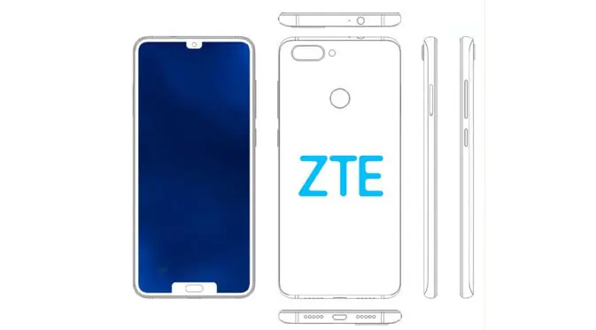 Pengajuan paten smartphone milik ZTE dengan dua notch (Foto: GSM Arena)