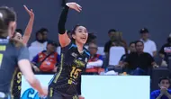Selebrasi pemain Jakarta Electric PLN, Yolla Yuliana setelah mencetak angka saat menghadapi Gresik Petrokimia Pupuk Indonesia pada laga seri keempat putaran kedua PLN Mobile Proliga 2024 di GOR Terpadu A. Yani, Pontianak, Sabtu (22/6/2024). Jakarta Electric PLN menang 3-0 (25-23, 25-18, 25-22). (Dok. PBVSI)