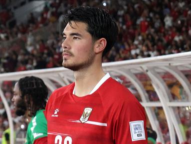 Pemain Timnas Indonesia, Elkan Baggott saat laga semifinal FIFA Series 2026 melawan St Kitts and Nevis di Stadion Utama Gelora Bung Karno (SUGBK), Senayan, Jakarta, Jumat (27/03/2026). (Bola.com/M Iqbal Ichsan)