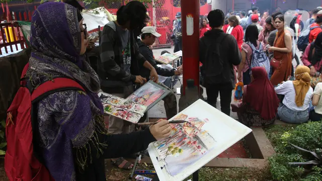 Suasana Imlek dari Sisi Pelukis